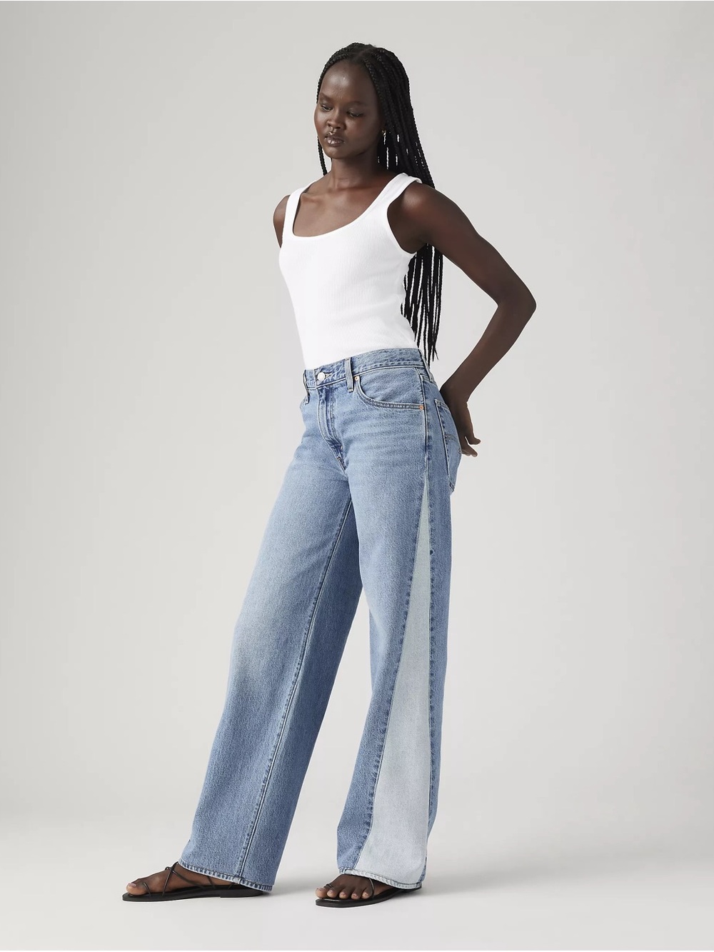 Levi's Two-Tone Light Blue Wide Leg Jeans